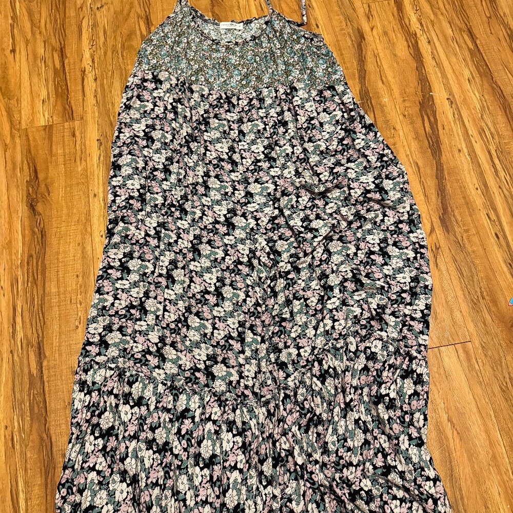 Natural Life Boho Floral Smocked Maxi Dress | Size M